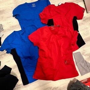 Red and Blue Scrub Tops